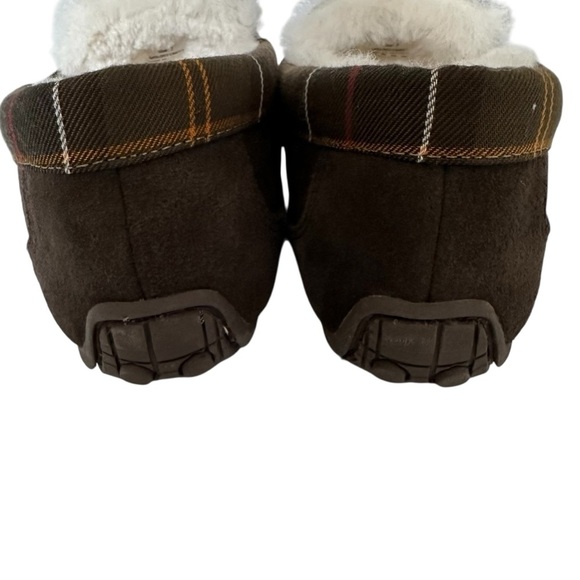 BARBOUR MONTY BROWN SUEDE SHEARLING SLIPPERS SIZE M7 W9 main image 4
